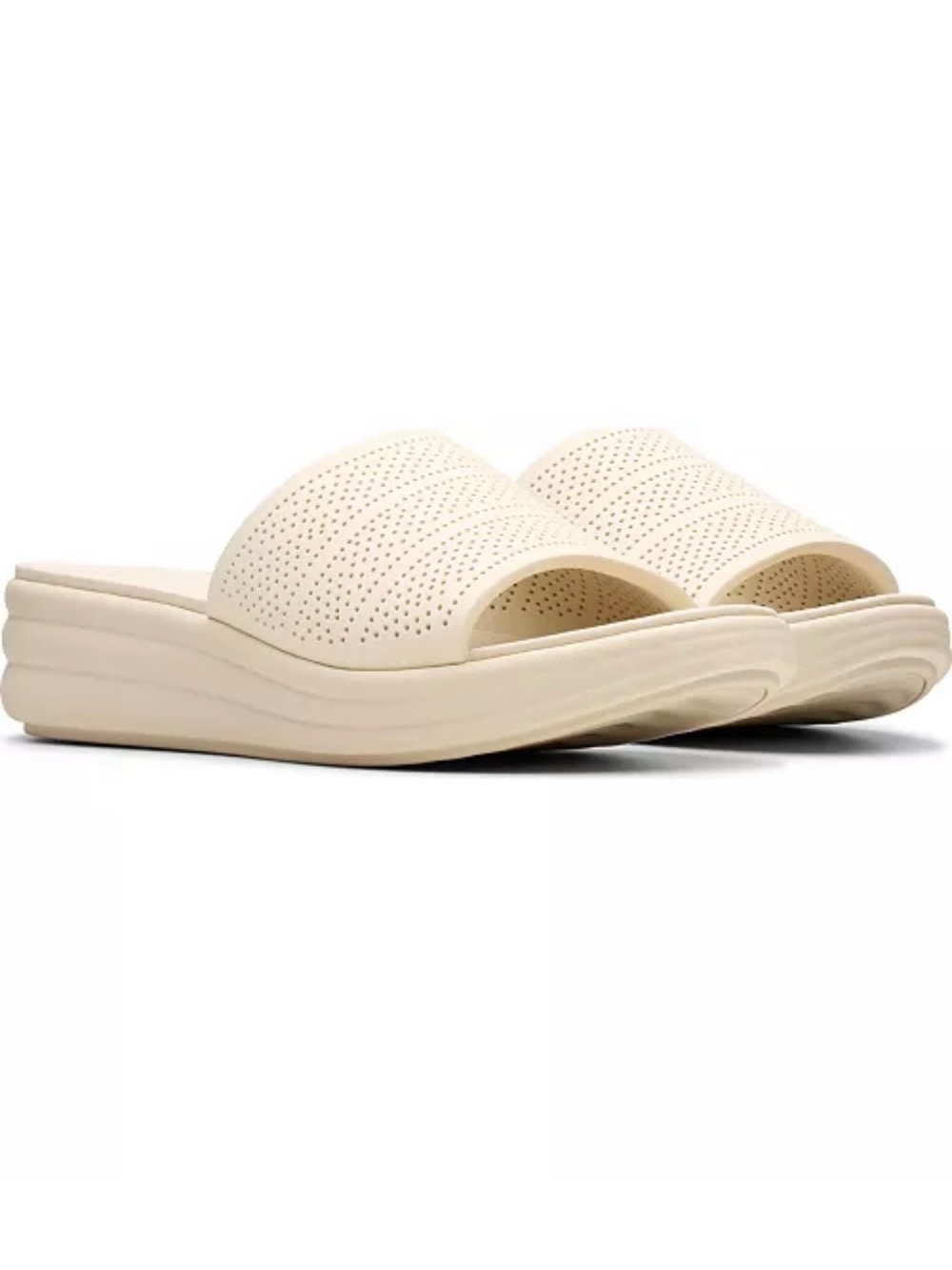 Clarks Cloudsteppers Cream Comfort Slide Sandals Women’s 11 Wide